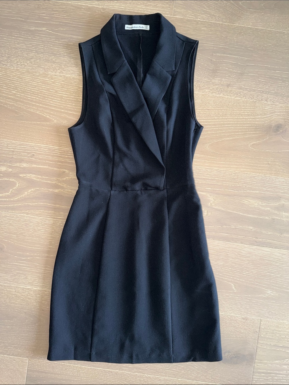 Sleeveless Black V-Neck Tailored Dress